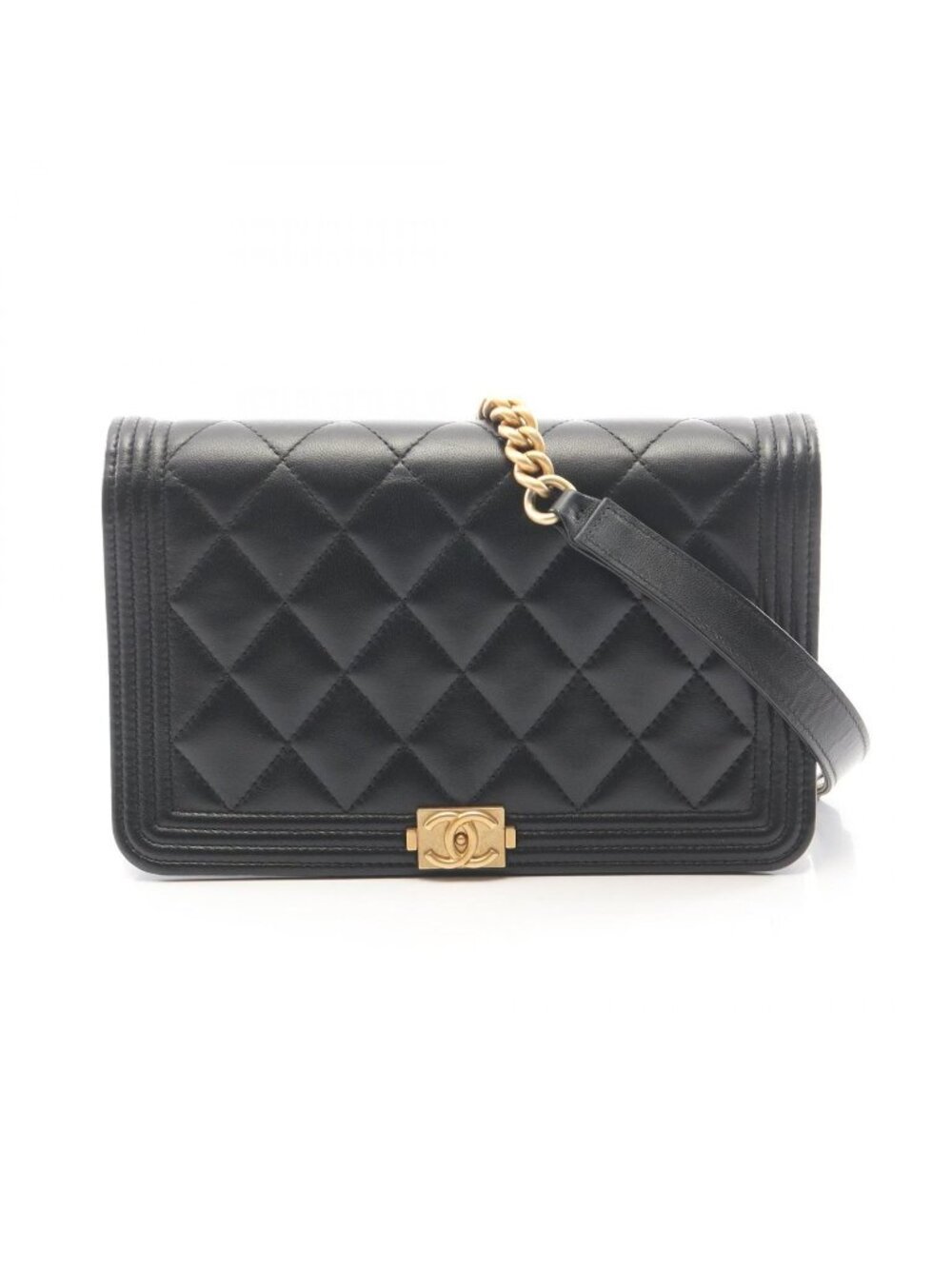 Chanel Shoulder Bag Boy Black Lambskin Boy Chain Wallet